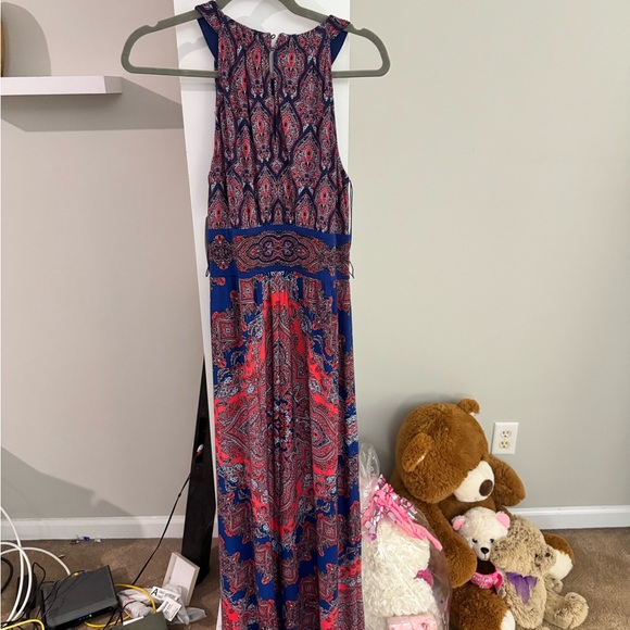 London Times sleeveless Blue and Pink Paisley Maxi Dress - Picture 6 of 6